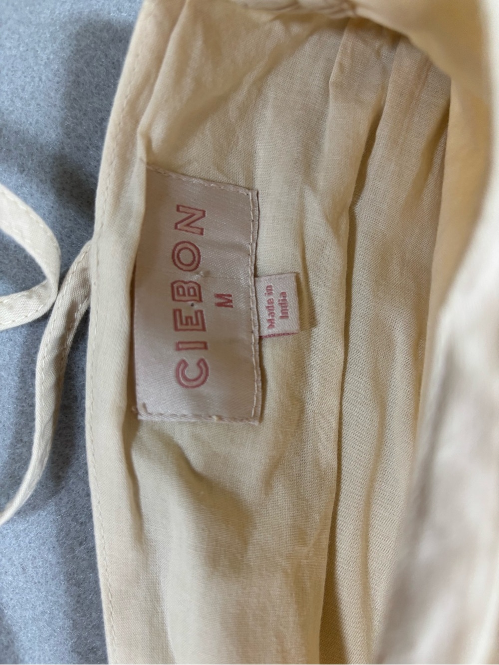 Ciebon Gale Cream Midi Dress with Navy Palm Motif cotton M - Picture 9 of 14